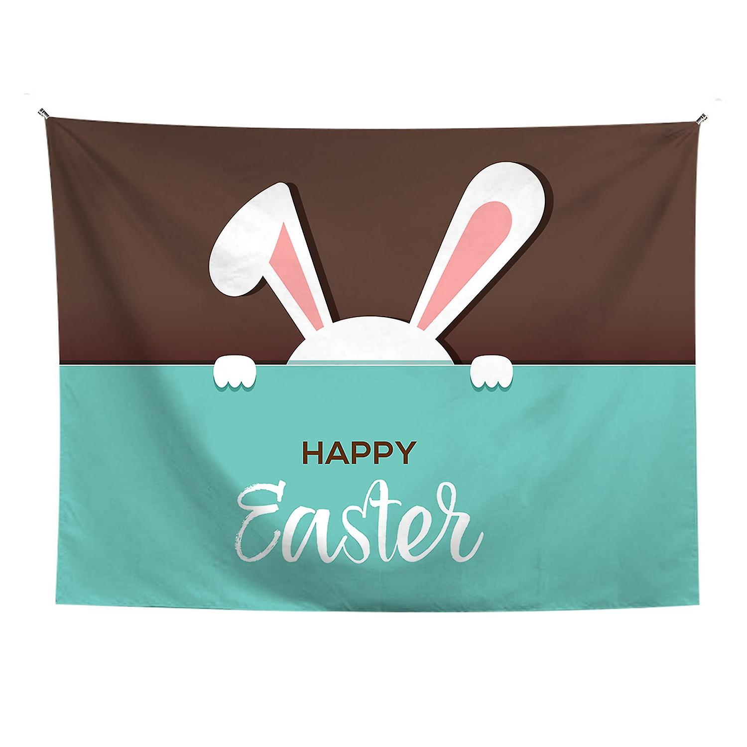 Hanging Tapestry Clear Print Polyester Happy Easter Day Bunny Eggs Pattern Wall Tapestry for Party