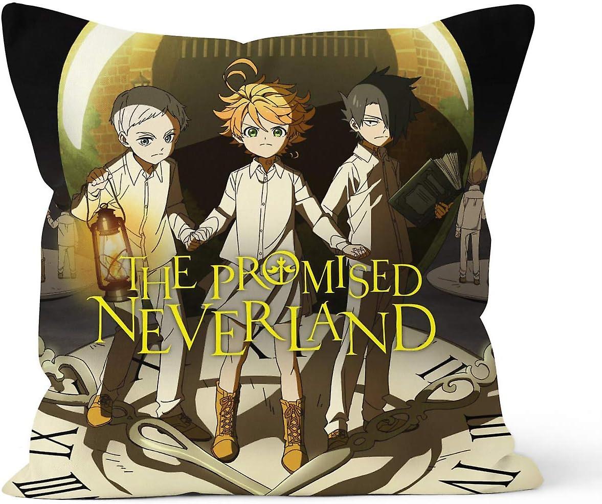 隠しジッパークロージャー両面装飾枕カバー約束のネバーランドアニメ枕カバーギフト、車の装飾ホームソファ寝具に適用、サイズ