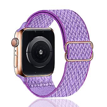 Veeki Stretchy  Strap Compatible with Apple  Bands Adjustable Stretch Braided Elastics Weave Nylon  for iWatch  7 --- Lilac Purple38/40/41mm