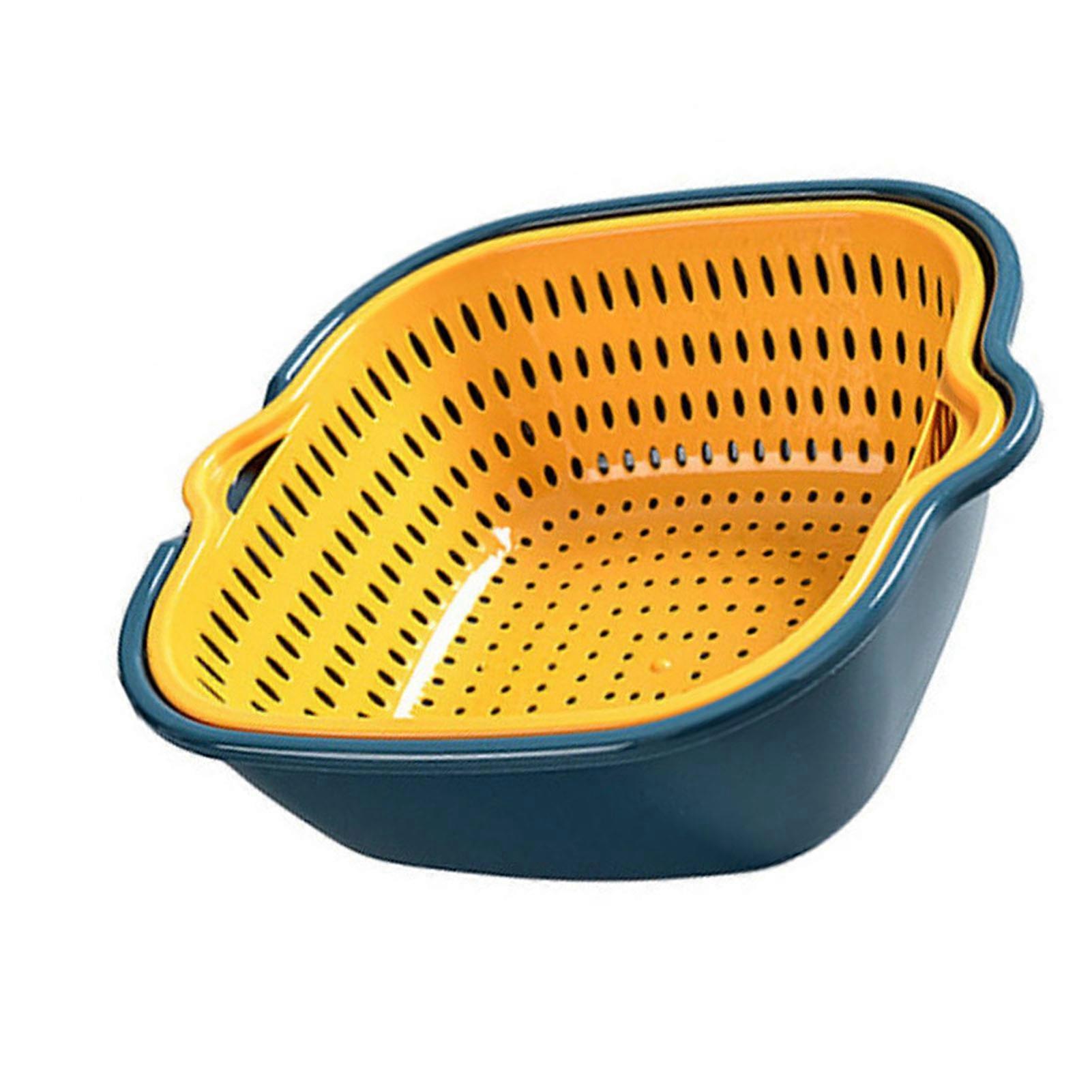 Vegetable Washing Basket Plastic Multipurpose Double Layer Fruit Colanders Bowl Set for Kitchen 