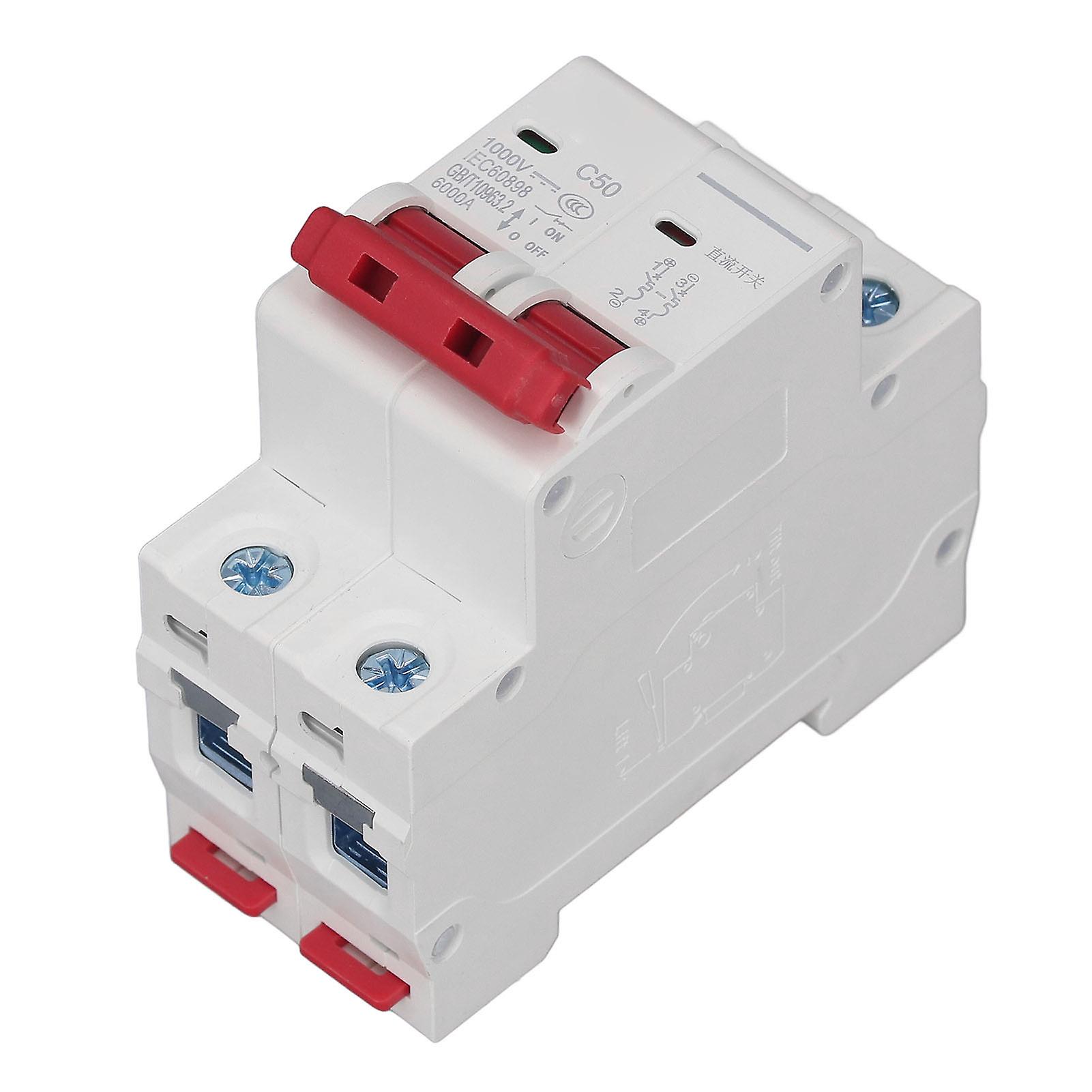 DC Miniature Circuit Breaker 2P Solar PV System 50A DIN Rail Mount DC1000V 6000A Segmented Capacity DZ47 63Z C50 