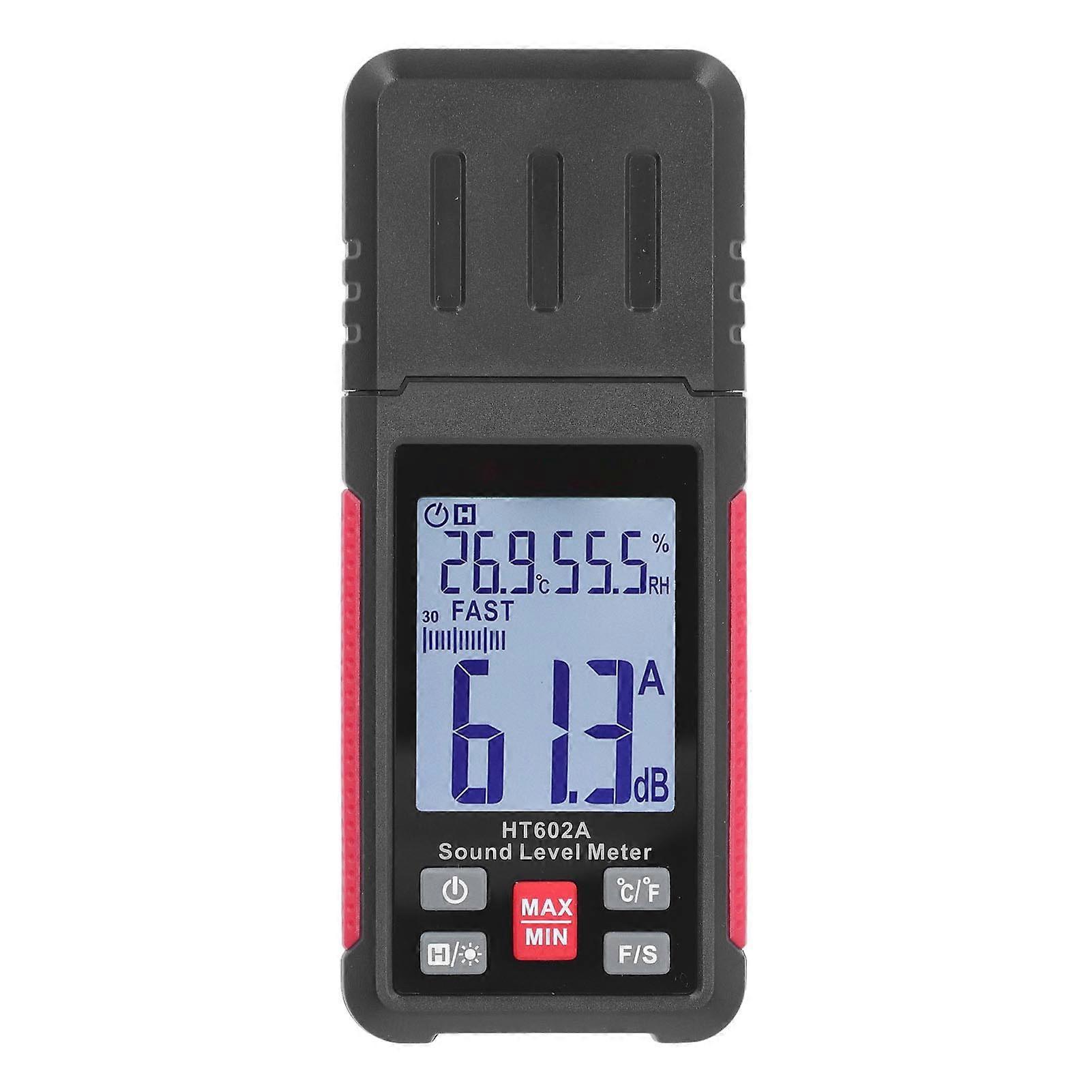 Sound Level Meter Digital Portable 30?130dB Decibel Noise Temperature Humidity Measuring with LCD Screen Backlight