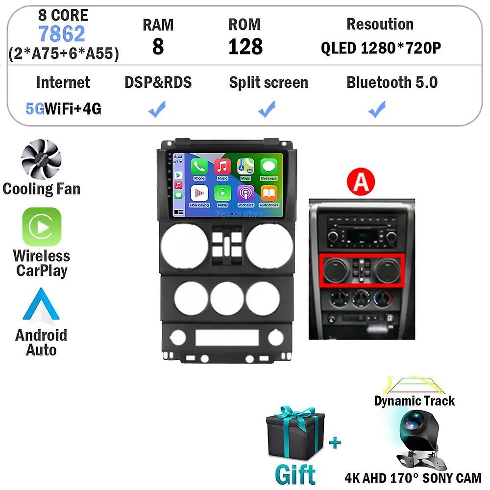 Android 13 For Jeep Wrangler Unlimited 3 Jk 2008 - 2010 360 Camera Car Gps Dsp Navi Head Unit Radio Auto Carplay Wifi 4g Dvd Bt