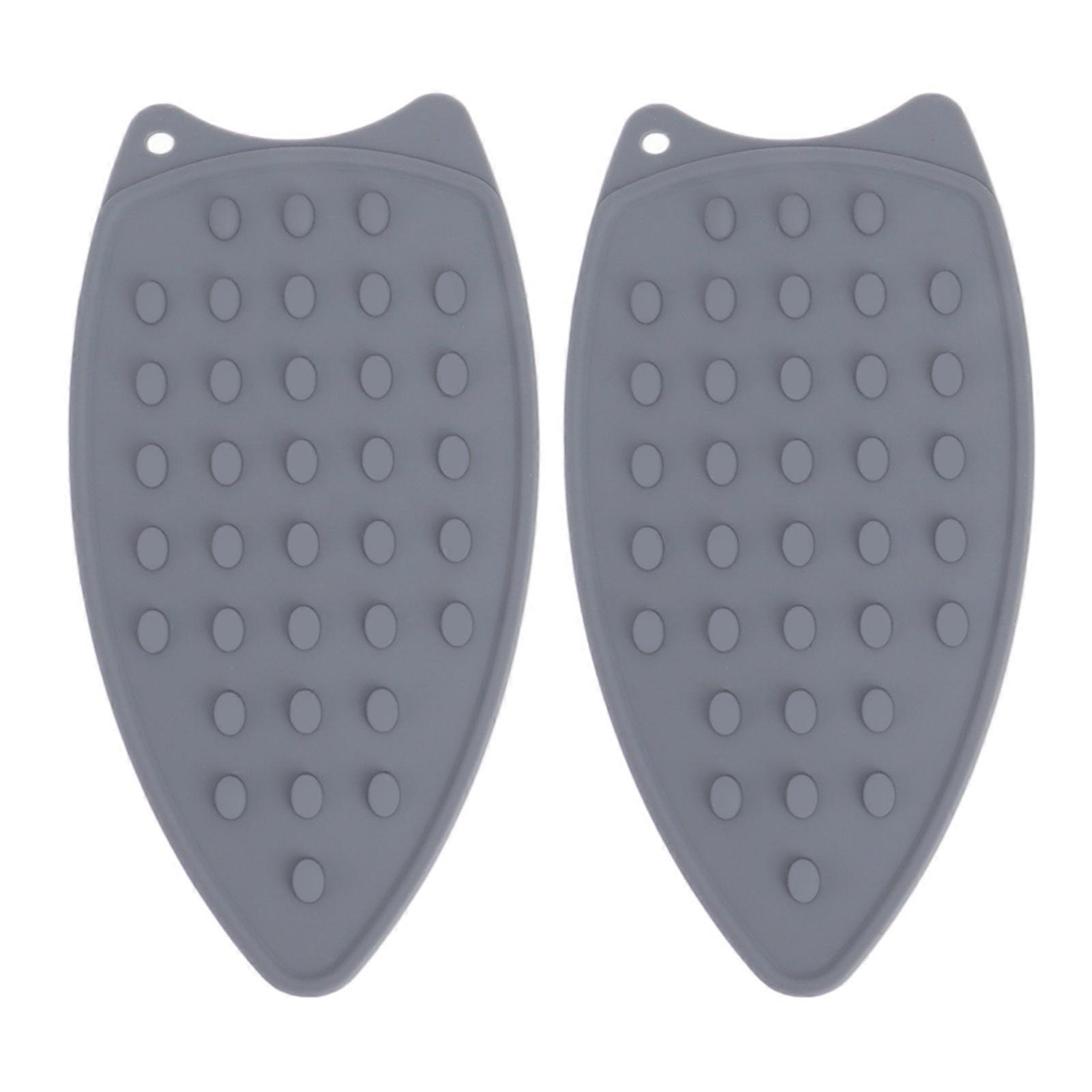 2pcs Silicone Iron Rest Pad Durable Impact Resistant Heat Resistant Iron Mat For Ironing Boards Irons Gray