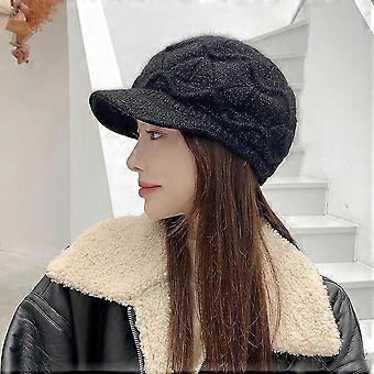 Damen Winter Beanie Mütze Warme gestrickte Slouchy Wollmützen Mütze mit Schirm