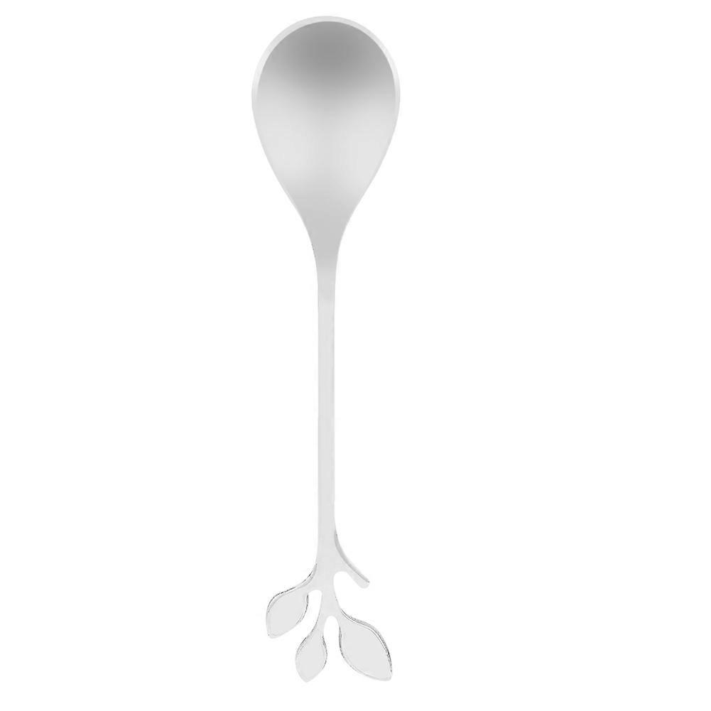 Stainless Steel Tree Leaf Shape Fruit Dessert Cake Fork Coffee Spoon (Silver Spoon)