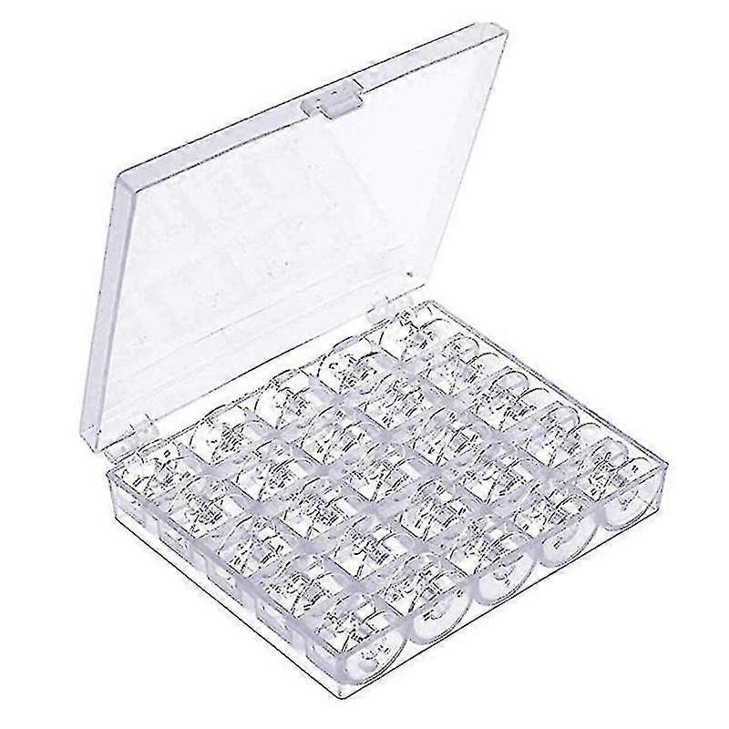 25pcs Empty Bobbins Sewing Machine Spools Clear Plastic With Case Storage Box Crjjkoy
