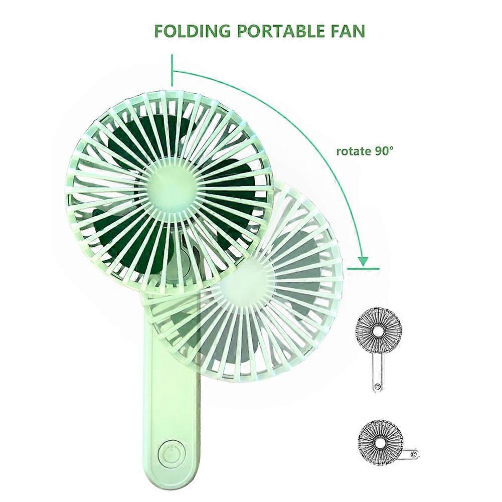 Portable Compact Handheld Folding Fan USB Charging for Summer Home Office Travel Use,Green