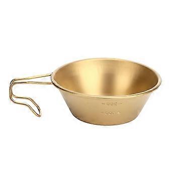 Campingbecher, Rucksack-Schüssel, Edelstahl, mit hakenförmigem Griff für Outdoor-Reisen, Picknick, Golden