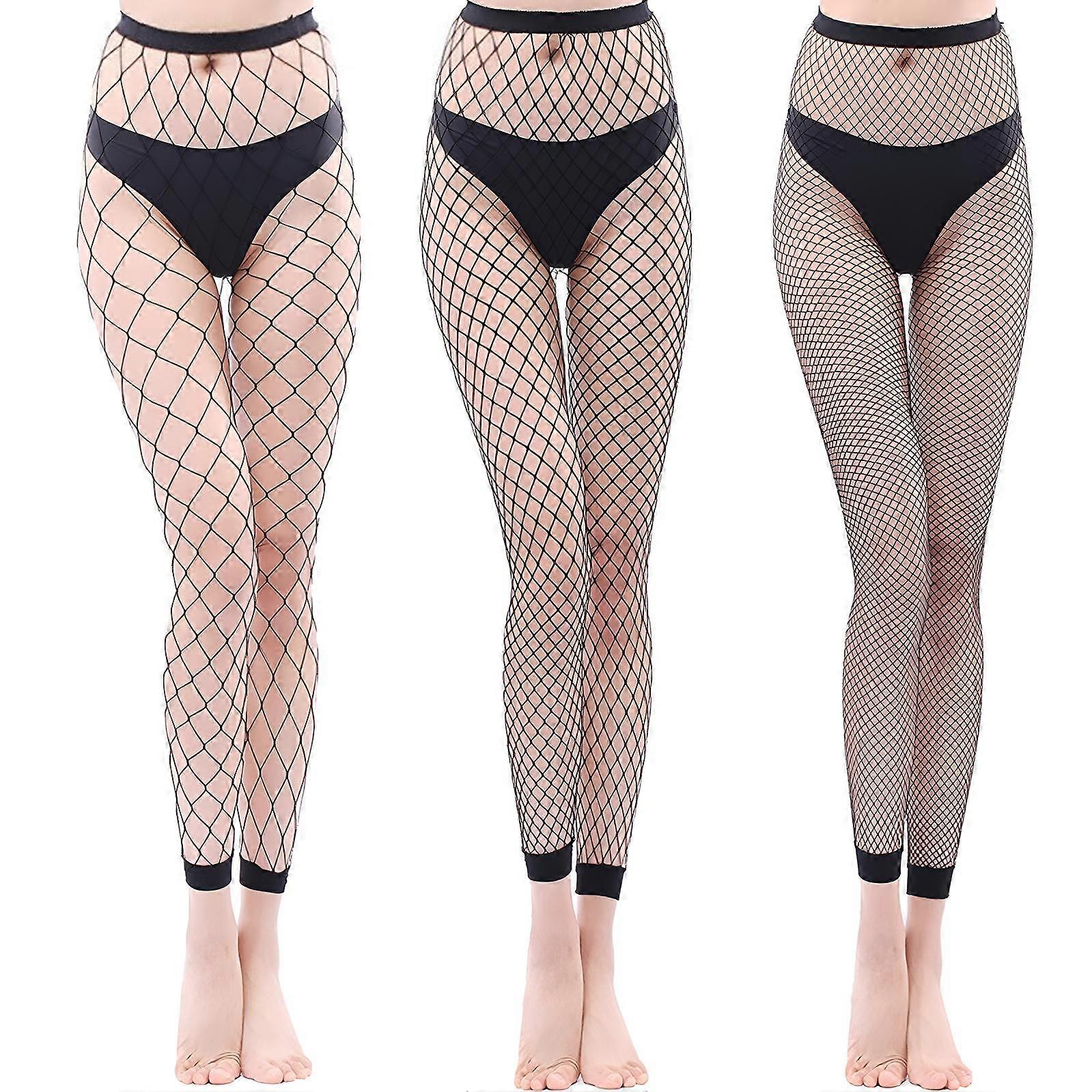 3-teiliges Set aus Netzstrümpfen mit hoher Taille - kleines und mittleres Netz + mittleres und großes Netz + großes Netz