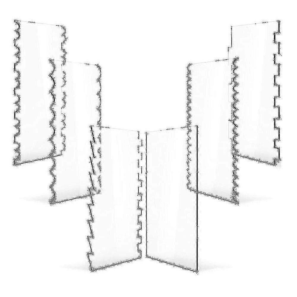 6 Pieces Acrylic Cake Scraper Decorating Contour Comb Cake Edge Smoother Tool Pastry Kitchen Baking