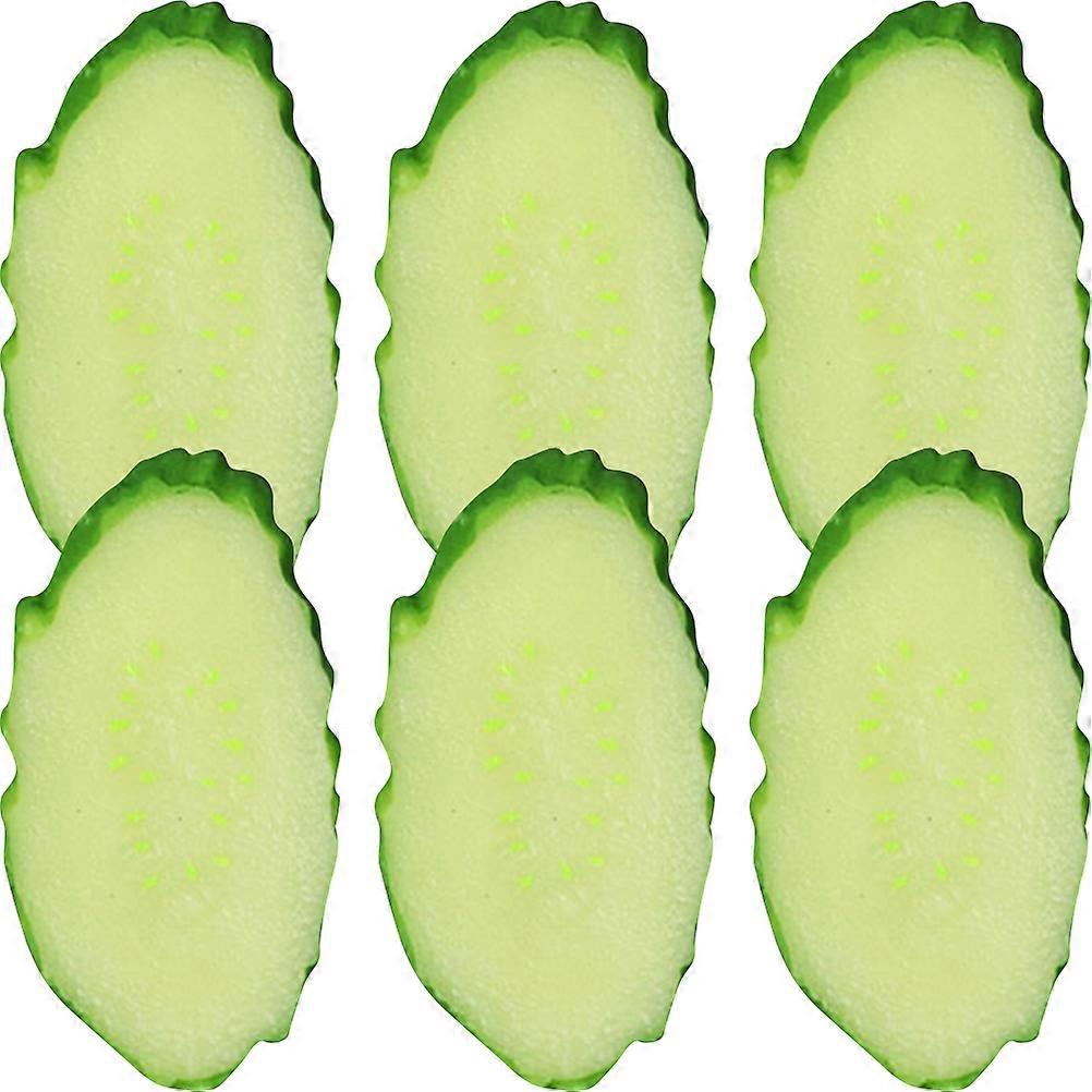 6pcs Lifelike Cucumber Slices Fake Simulation Vegetable Models Realistic Vegetable Slice Prop