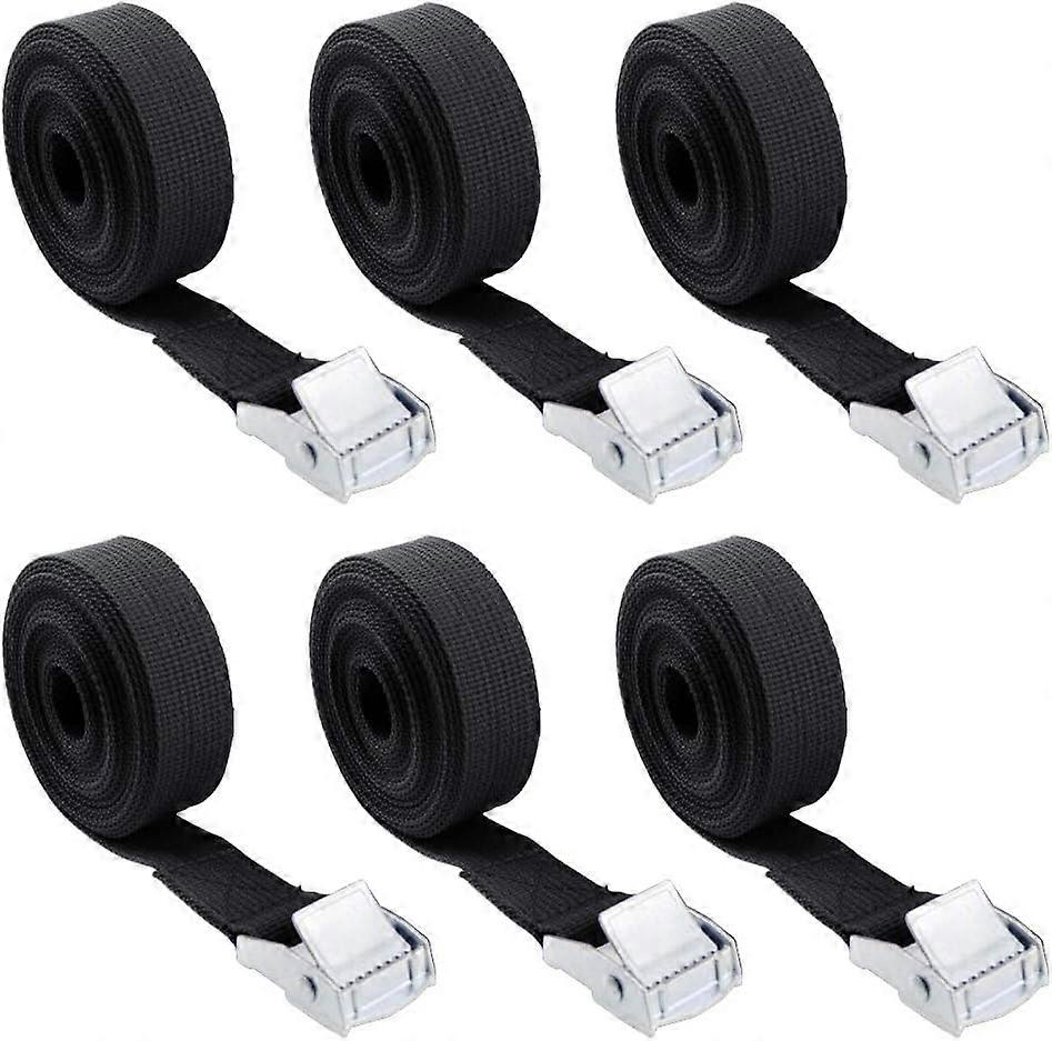 Claw Strap Lashing Strap Fixing Strap for Motorcycle Transport, Truck Lashing Strap, Maximum Load 250 kg 6 Pieces at 2.5 cm x 5 m (Black)