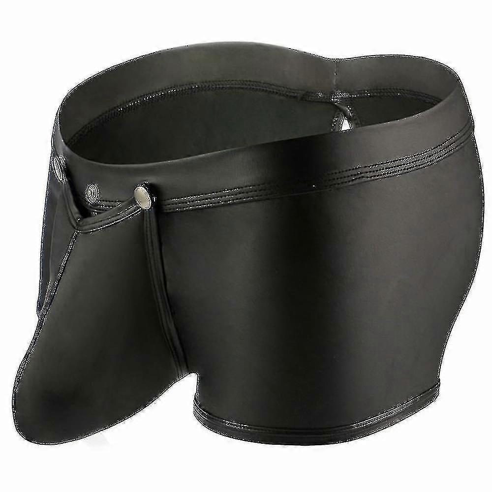 Men Sexy Panties Briefs Faux Leather Wet Look Open Pouch Boxer Shorts Underwear Underpants A