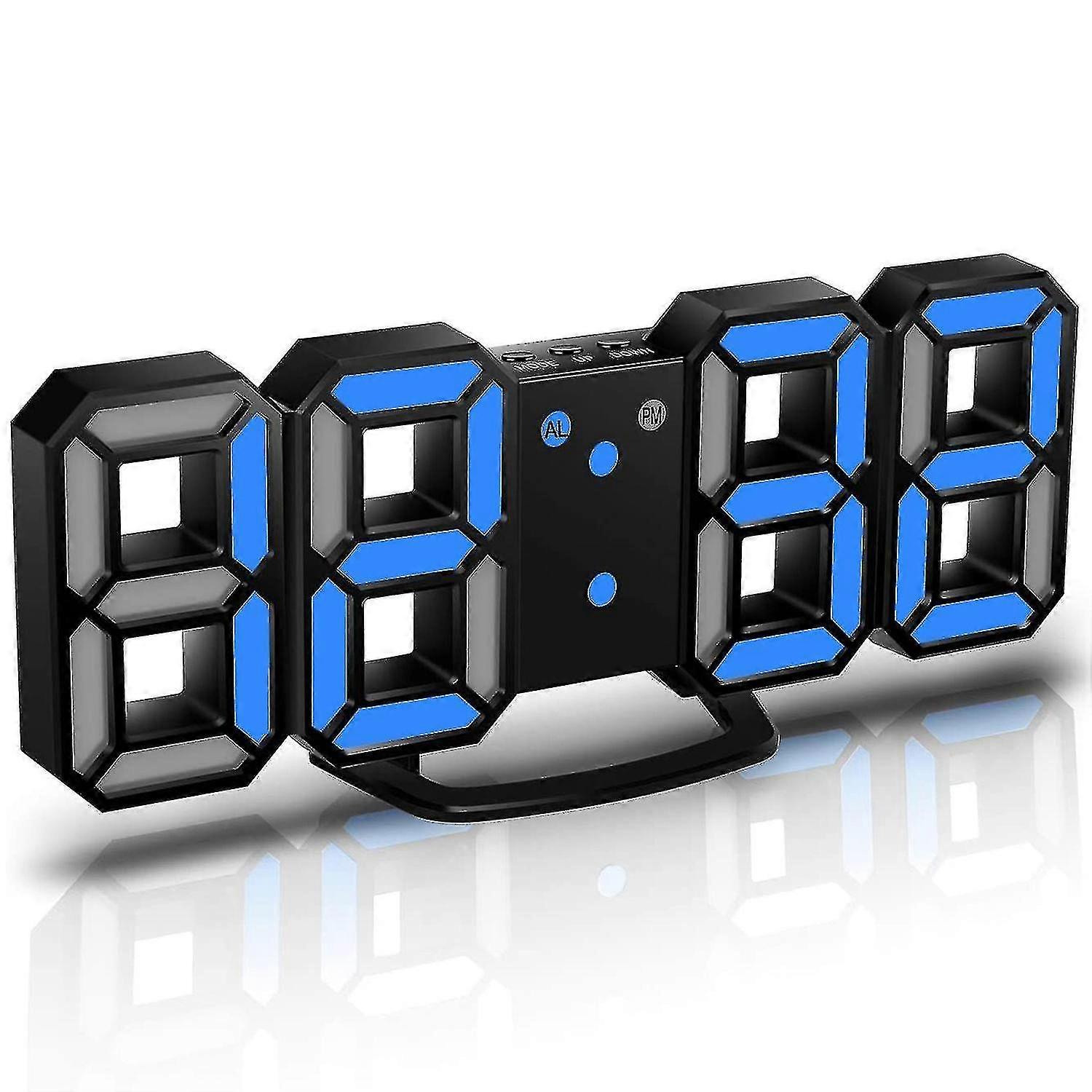 3d Led Alarm Clock With 3 Adjustable Brightness Blue Numbers