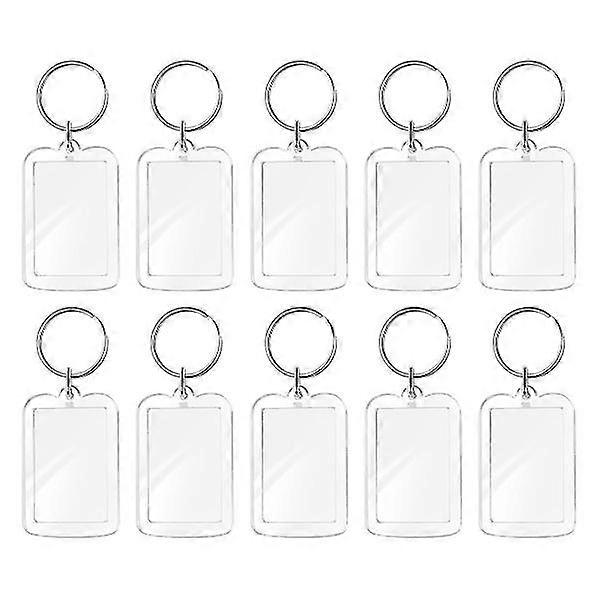 Ultnice 10pcs Blank Insert Photo Frame Split Ring Keychain Functional Keyring Picture Frame