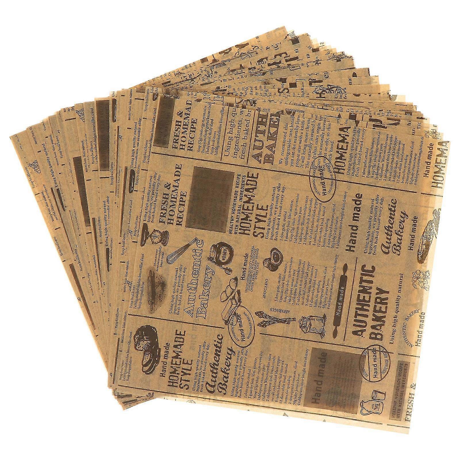 50 Sheets Exquisite Burger Paper Creative Plate Paper Waterproof Wrapping Paper