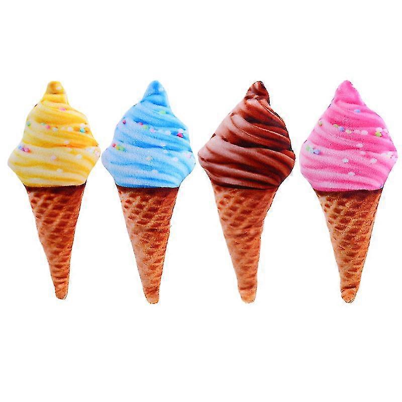 4pcs Ice Cream Cat Catnip Kitten Chew Bite Toy Interactive Teeth Plush Plaything