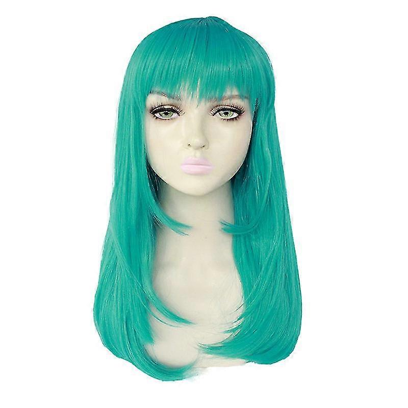 أنيمي بولما شعر مستعار 45 سم متوسط طويل مستقيم الشعر الاصطناعي للنساء زي حزب الباروكة الأخضر اليابانية أنيمي