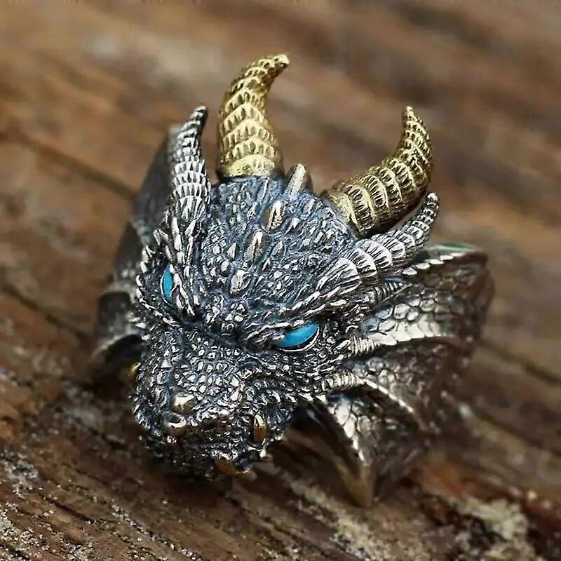 レトロな悪魔のドラゴンサイレンリング横暴なヒップホップロックゴシックリングアクセサリートレンディな男性womnenジュエリー調節可能なサイズ