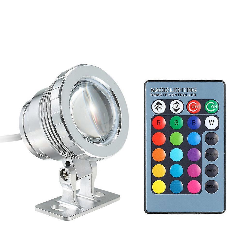 AC/DC 12V 10W RGB LED Underwater Light Submersible Lamp with Remote Control 16 Colors Changing Flash/ Strobe/ Fade/ Smooth 4 Lighting Effects IP65 Wat