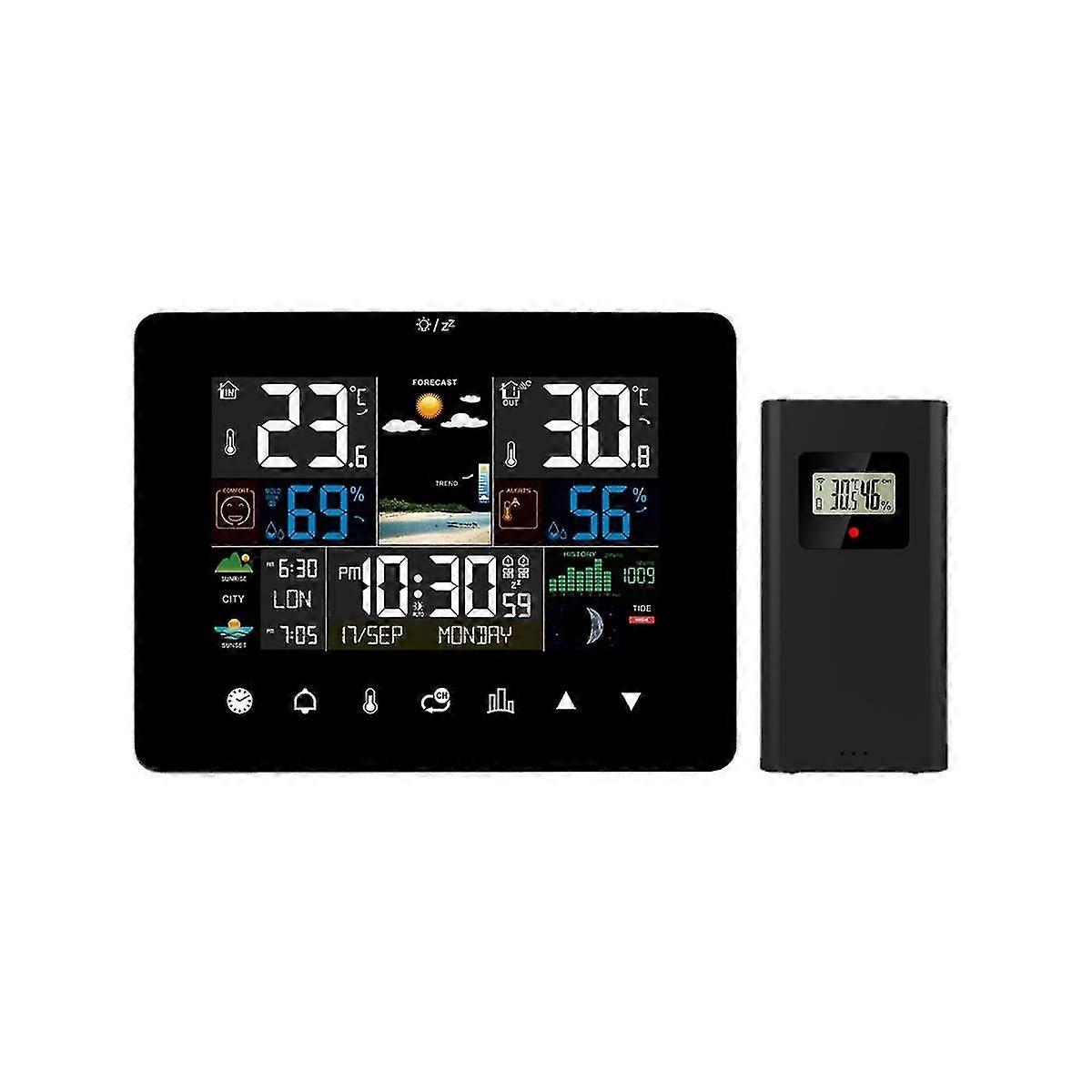 Digital Screen Meteorological Clock Weather Forecast Clock With Temperature Humidity Sensor For Home Indoor Outdoor aa