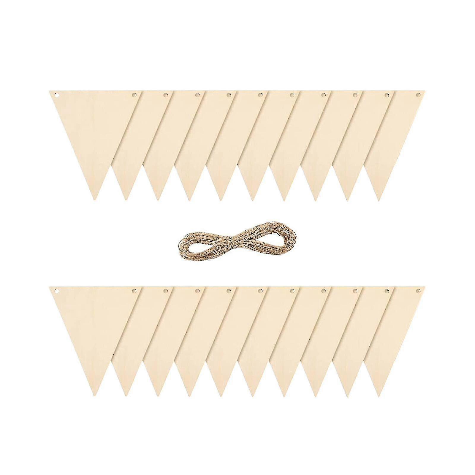 20 pièces Bannière fanion Triangle en bois Drapeaux pour Garland Holidays Cadeau