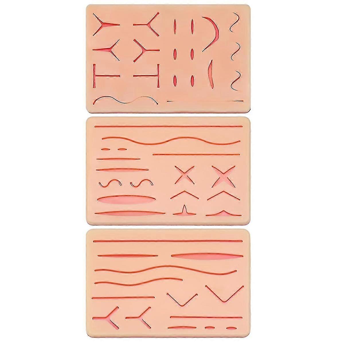 3 Pcs Suture Pad 3 Layer Suture Practice Pad with Wounds Suture Practice for Medical and Vet Students Practice