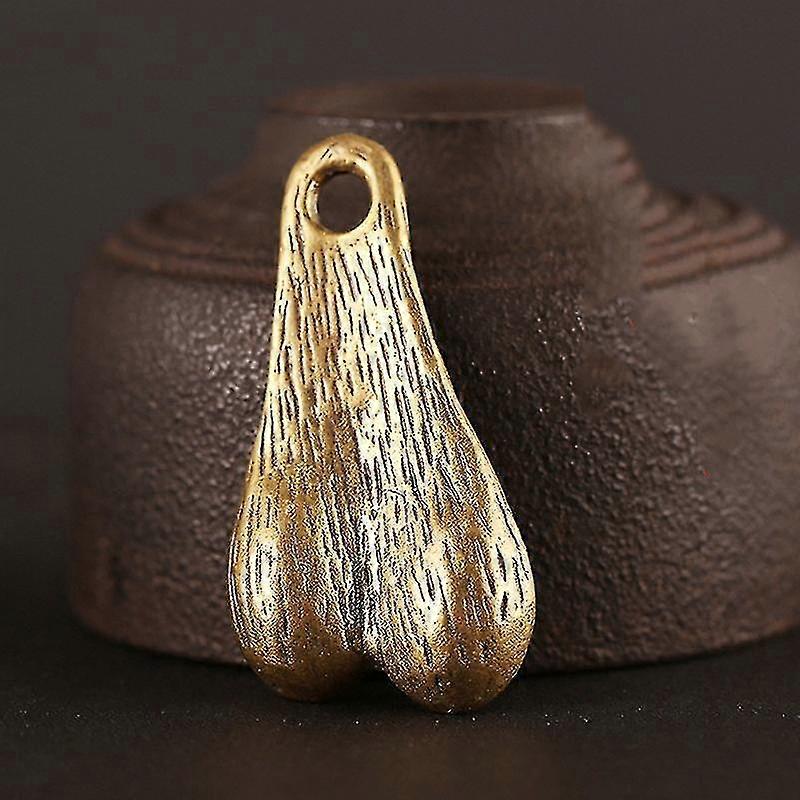 Solid Brass Men Testicles Pendant for Keychain Trendy Balls Keyring