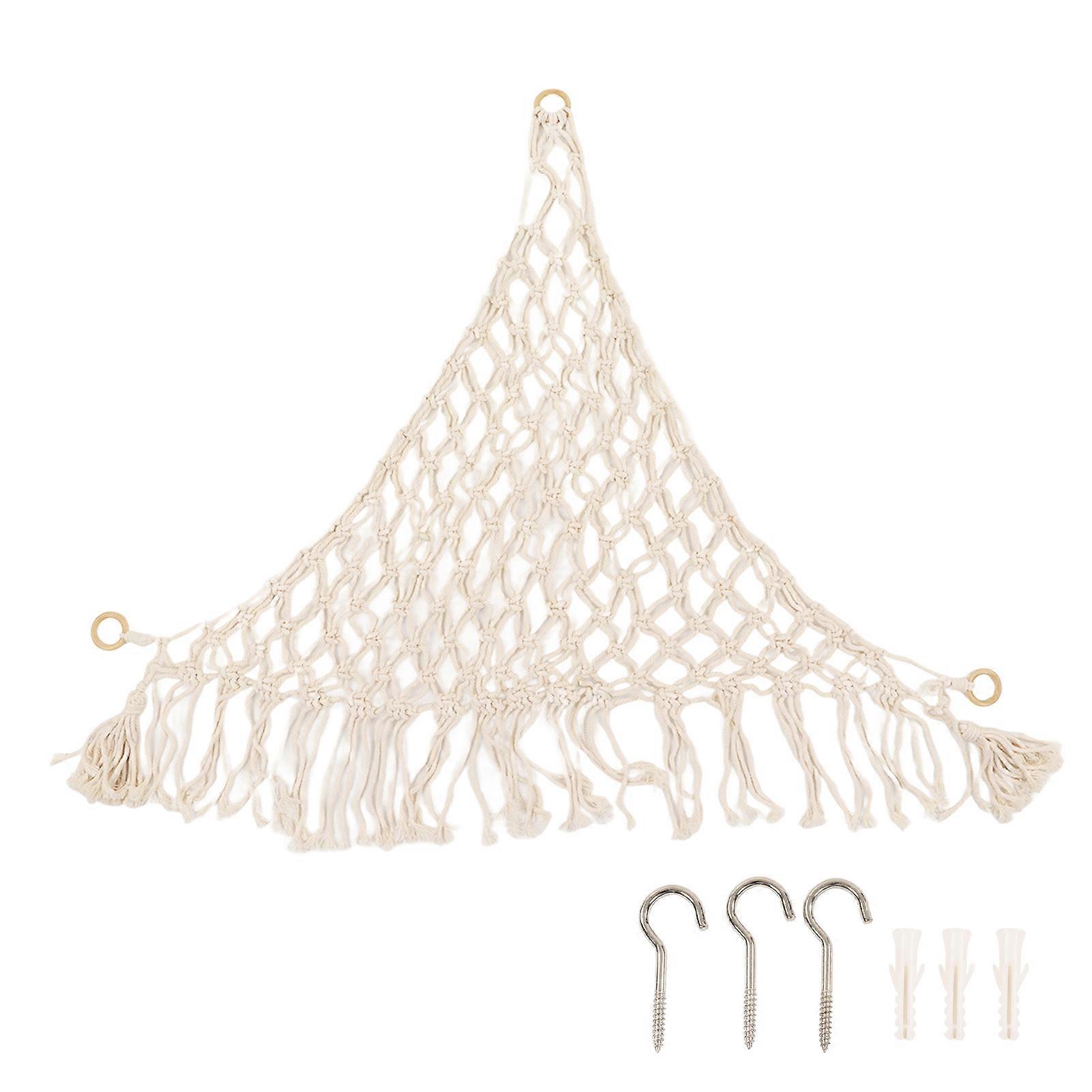 Stuffed Animal Hammock Hand Knitted Bohemian Style Cotton Rope Widely Used Plush Hammock for Plush Toy Storage Type 1 (33.9x33.9x43.3in)