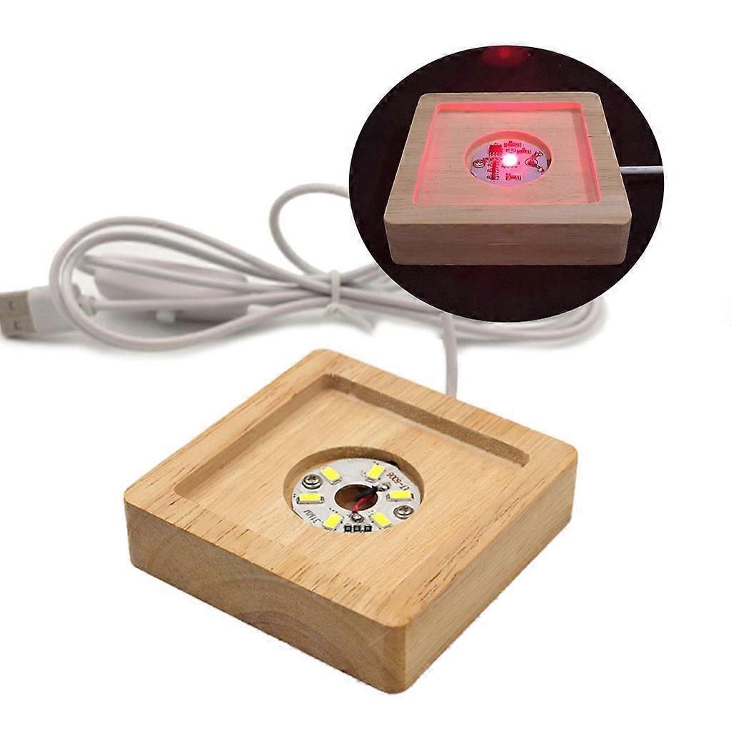 Base de support de lumière en bois coloré / blanc / lumière chaude LED lumières base d’affichage