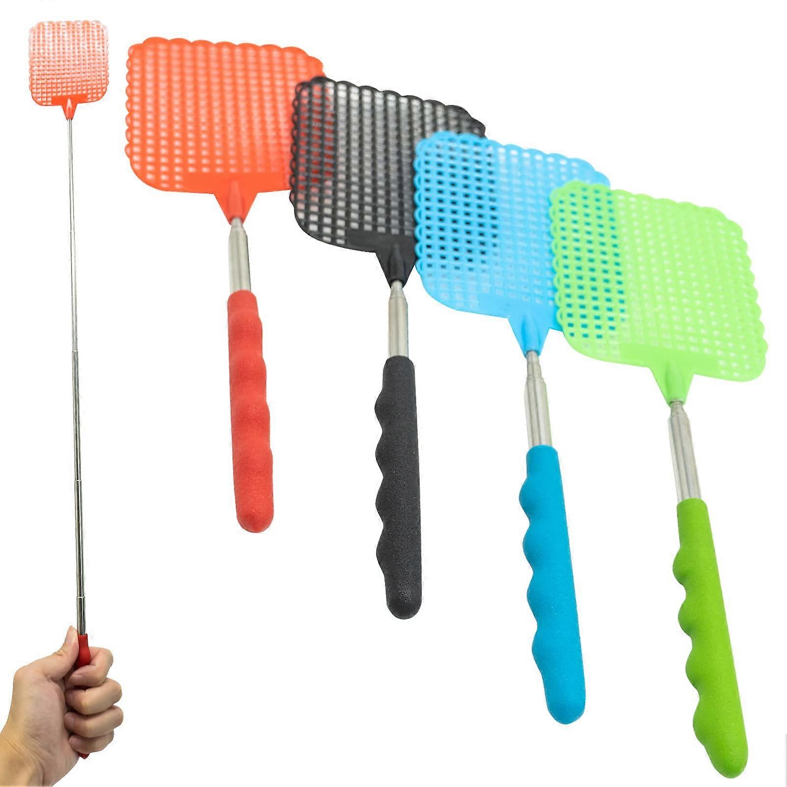 4 Pack Extendable Fly Lightweight Manual Swat Pest Control with Adjustable Stainless Steel Telescopic Handle