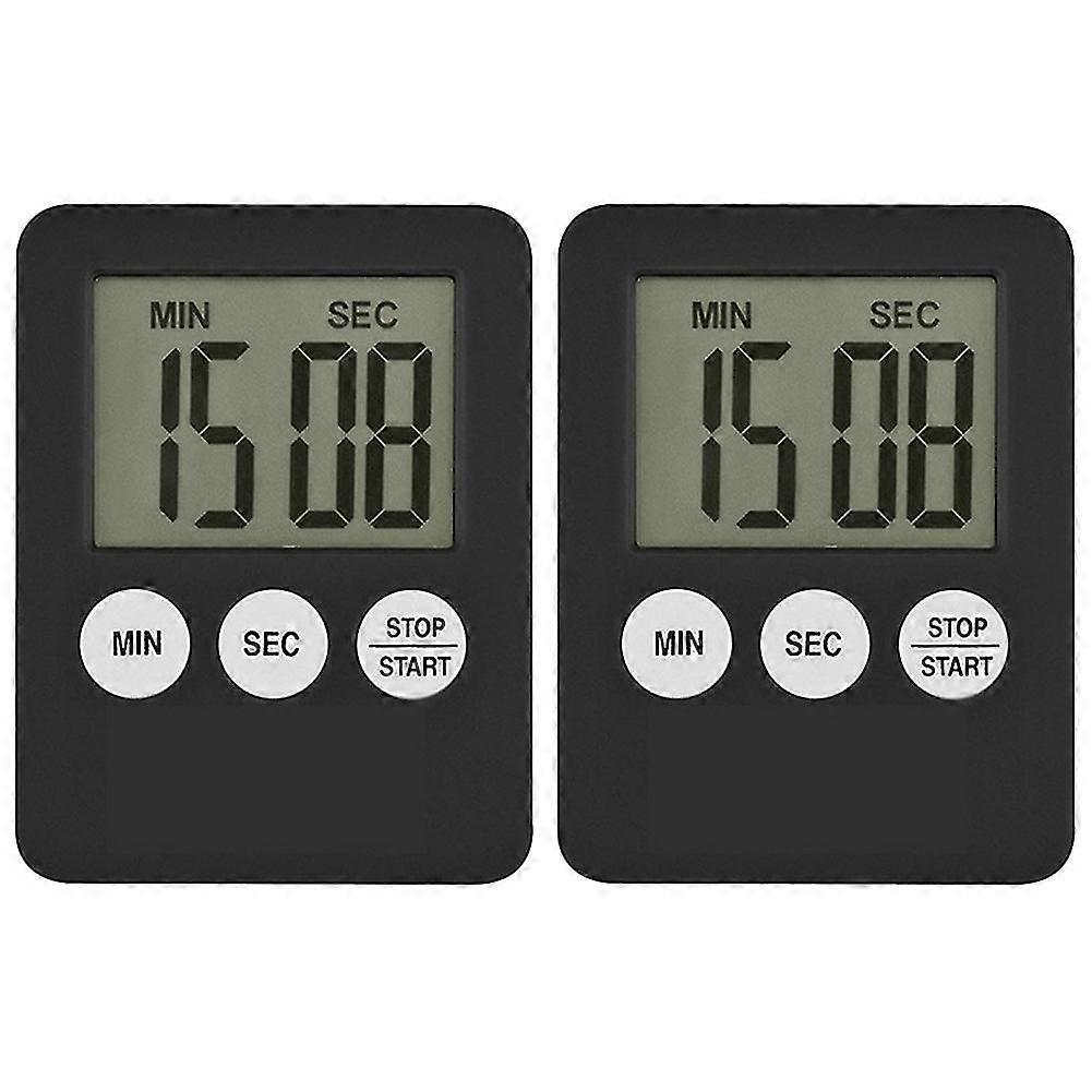 2x Super Thin Lcd Digital Screen Kitchen Timer Square Cooking Count Up Countdown Alarm Magnet Clock