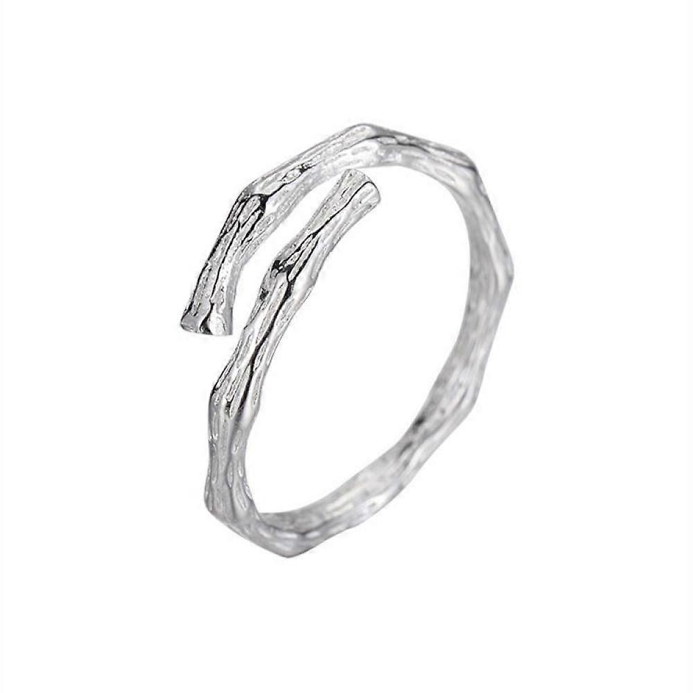 Plain bamboo ring, S925 sterling silver cold style open ring, index finger ring