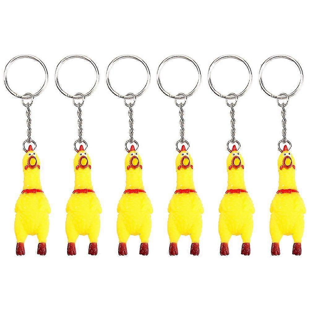 6pcs Chicken Style Keychain Mini Squeeze Chicken Hanging Pendant Phone Keychain
