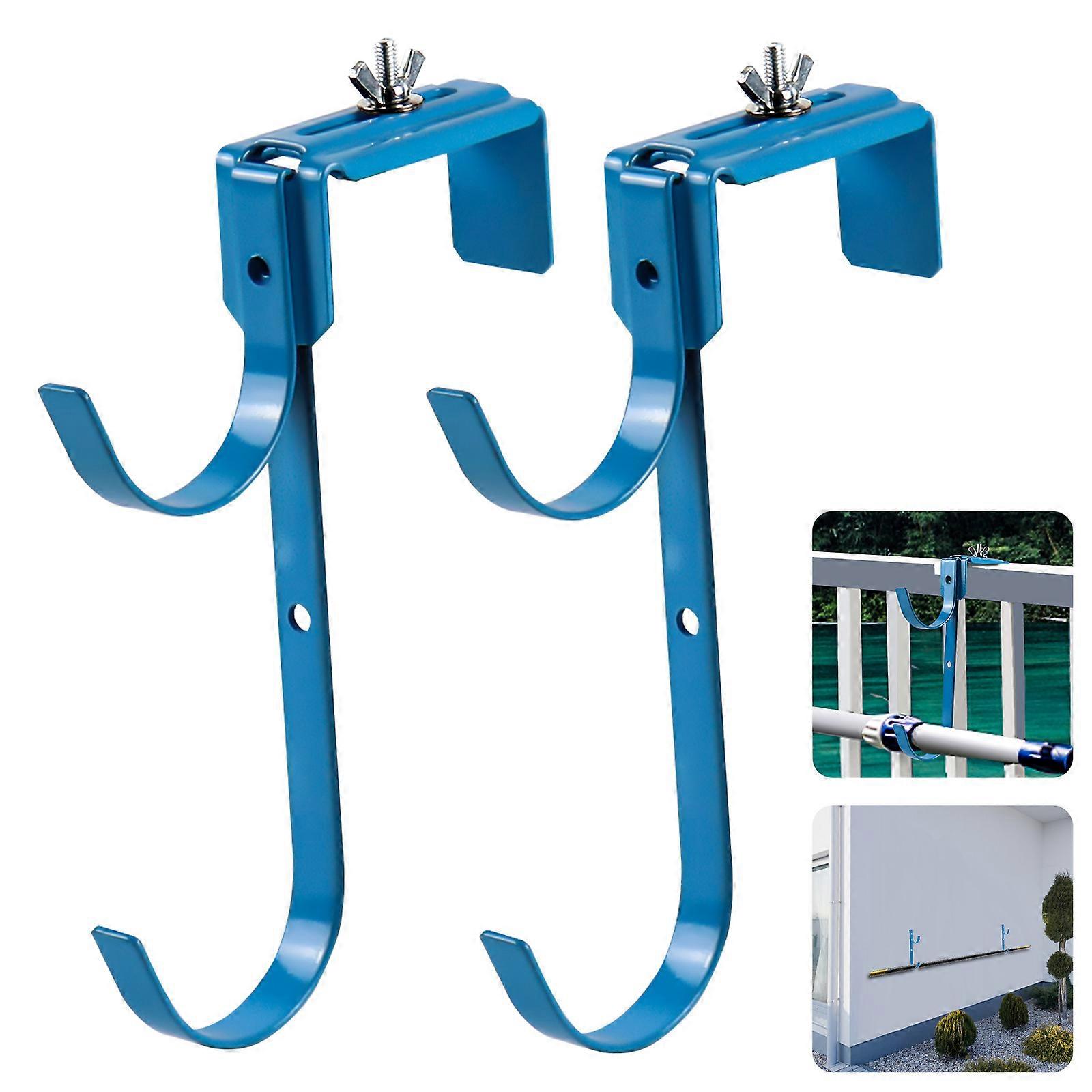Pool Fence Hooks For Pool Equipment, Adjustable Metal Double Pool Pole Hooks Over Vinyl Fence, Heavy Duty Pool Tool Hooks For Hanging Pool Skimmer, Ho