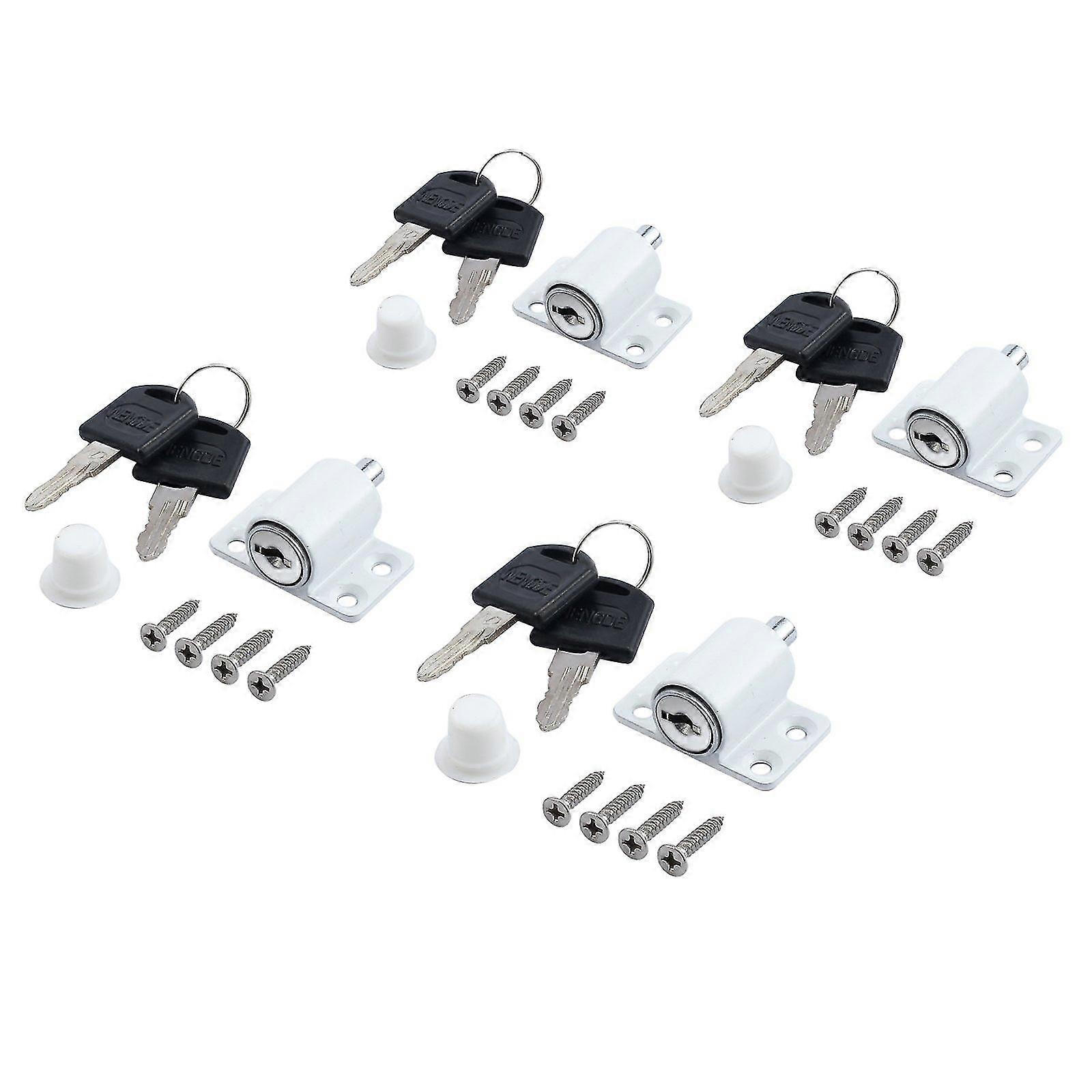 4pcs Window Latches Sliding Door Patio Retractor Block Bay Window Sliding Lock Sliding Door Lock Restrictor With Key For Kids Baby Safety-white