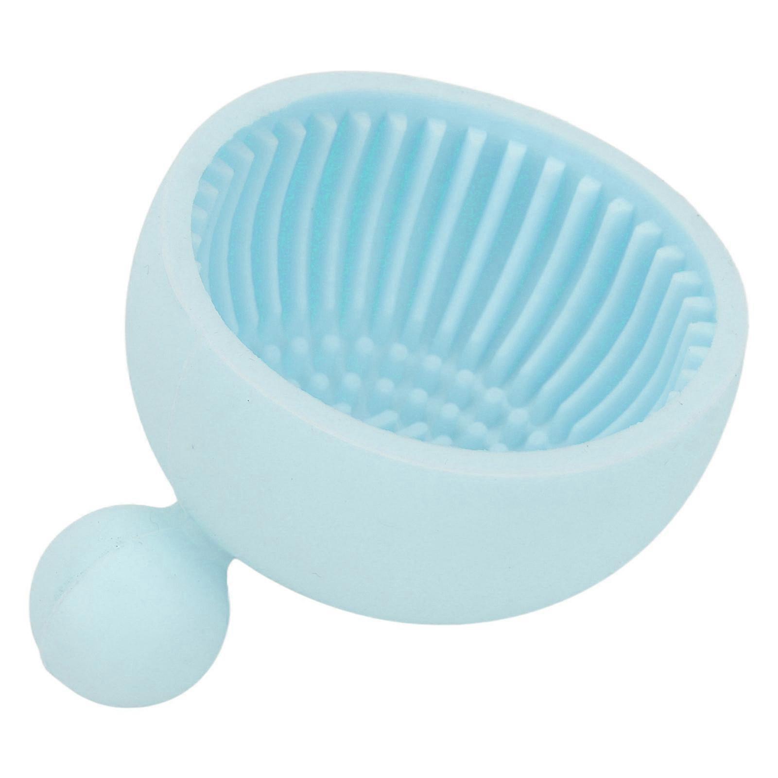 Makeup Brush Cleaner Bowl Soft Flexible Manicure Brush Silicone Cleaner Bowl for Salon Home Blue