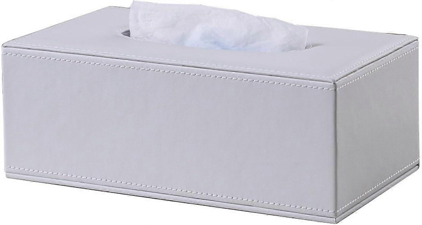 Leather Tissue Box Modern Pure White