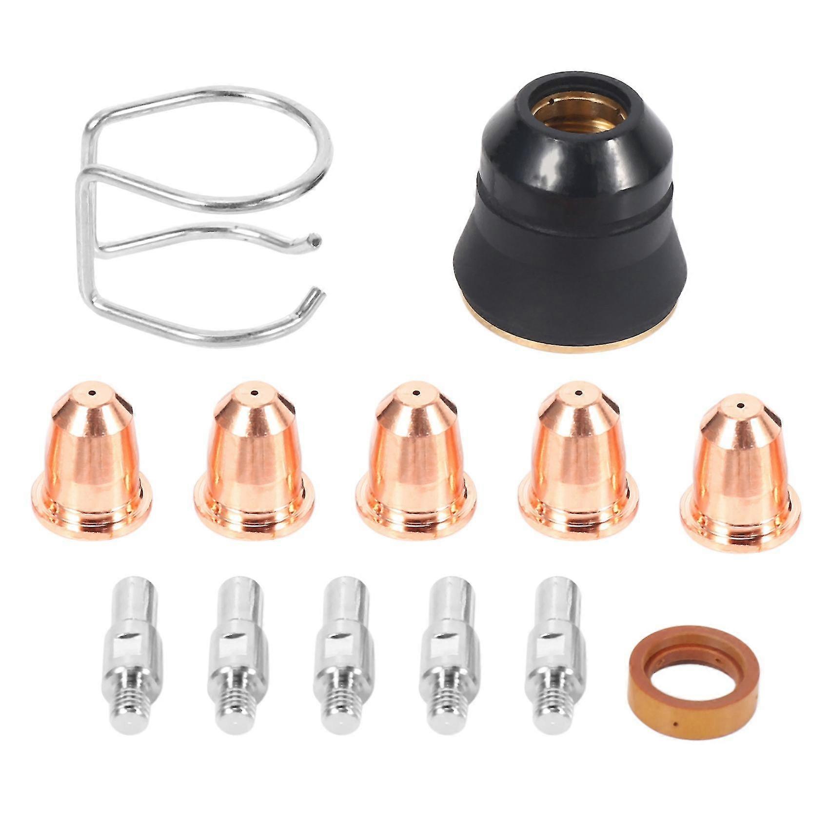 13pcs Plasma Cutter Torch S45 Accessory Kit Electrodes Nozzle Tips Retaining Cap Gas Diffuser Plasm A