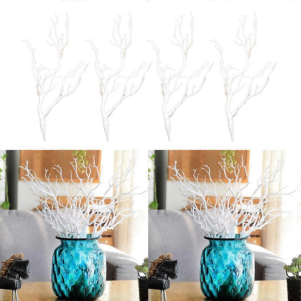4pcs Simulation Artificial Branches Small Trees Branch Table Decor White