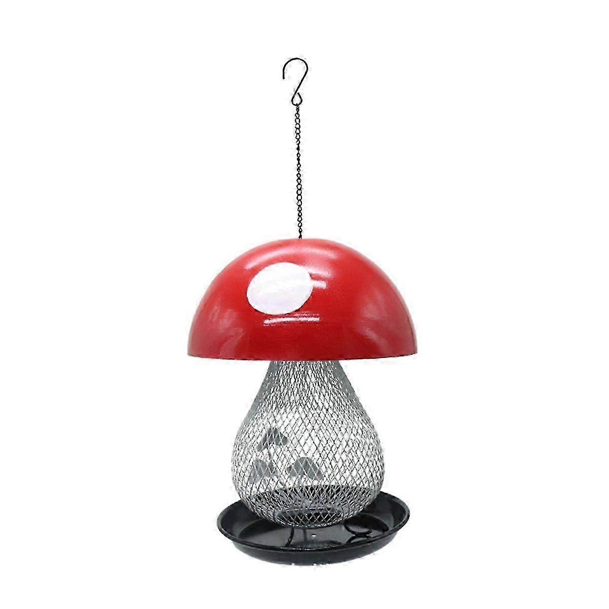 Mushroom Hummingbird Feeder Outdoor Red Metal Bird Feeder Hanging Bird Feeder