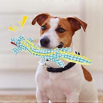 Pet Chewing Biting Toy for Dogs Interactive Training Soft Plush Crocodilian Shape Sounding Teeth Cle