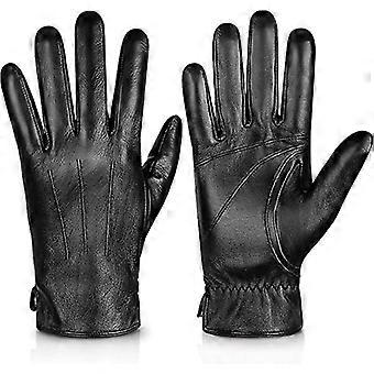 Echtes Schaffell Lederhandschuhe für Männer, Winter warm Touchscreen SMS Kaschmir gefüttert Fahren Motorradhandschuhe