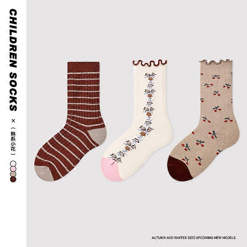 גרבי ילדים סתיו וחורף חדש מקרון מפוספס תינוקת ילדה באמצע צינור גרבי רקמה ללא עצמות גרבי בנות