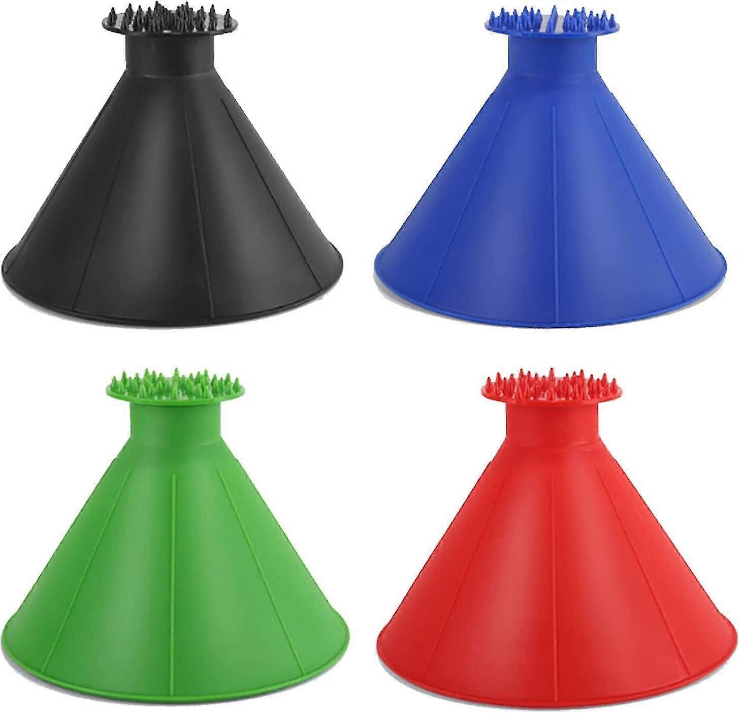 Ice Scraper For Car Windshield Windscreen Ice Cone Refueling Funnel Snow Shovel Wiper Brush Round Scraper Removal(4pcs )