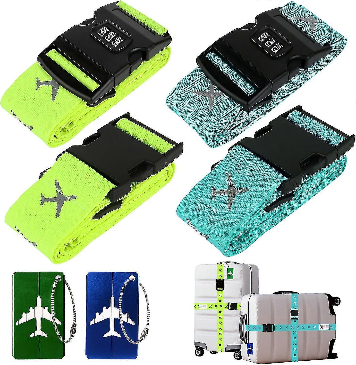 Luggage Strap - Set Of 4 Adjustable Suitcase Straps For Secure Closing
