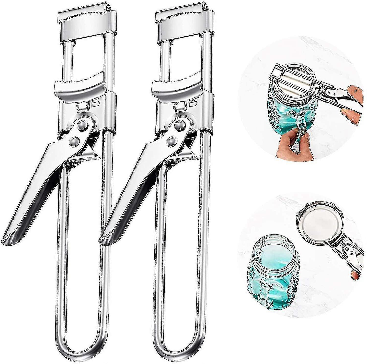 2pcs Opener Adjustable Jar Bottle Opener, Adjustable Multifunctional Stainless Steel Can Opener Jar Lid Gripper, Manual Jar Opener For Senior