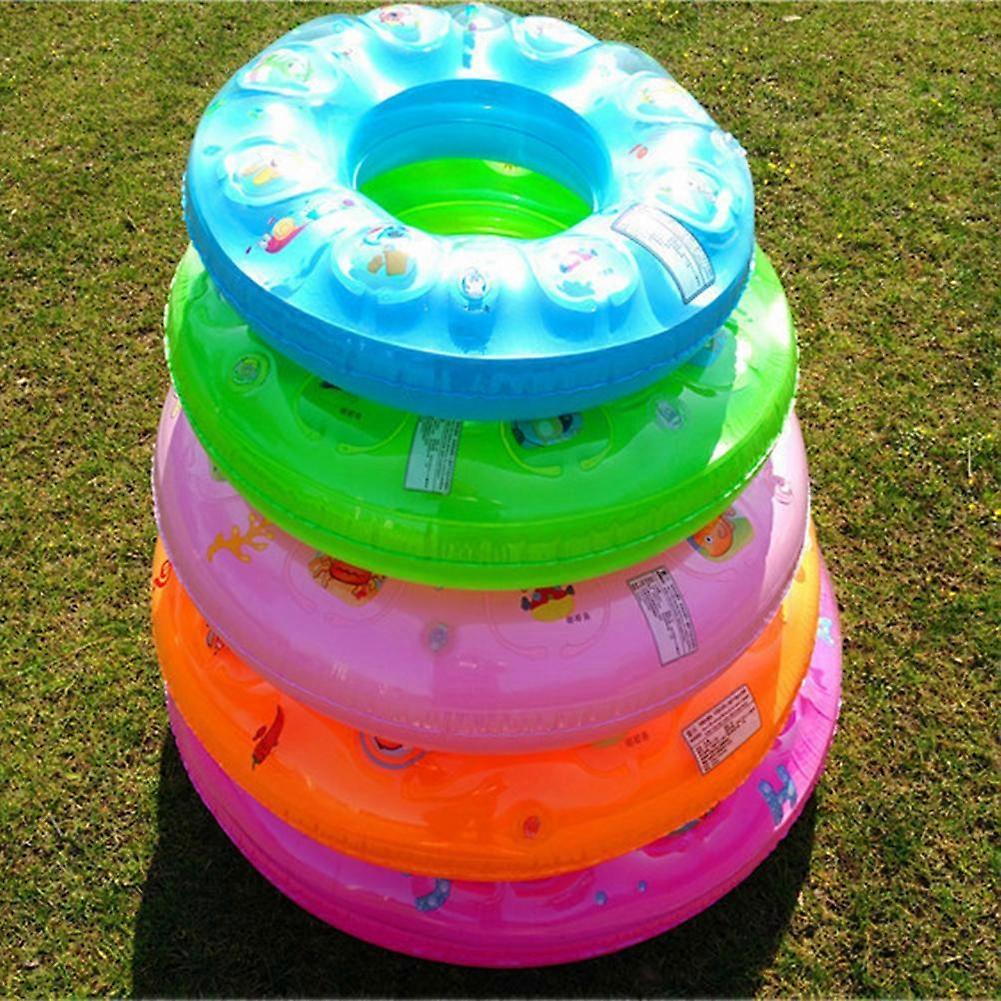 Inflatable 50-90cm Swimming Ring Thickened Double Layer Fluorescent Pool Float Summer Swimming Toy (random Color)