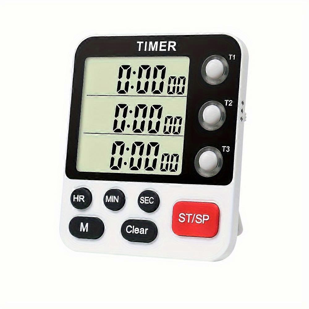 1pc, Digital Dual Kitchen Timer, Cooking Timer With Memory Function, 3 Channels Count Up Count Down Timer With Magnetic Back, Adjustable Volume, Elect